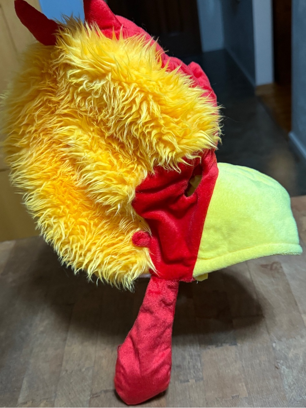 Plush Yellow & Red Chicken Head Hat Costume Accessory